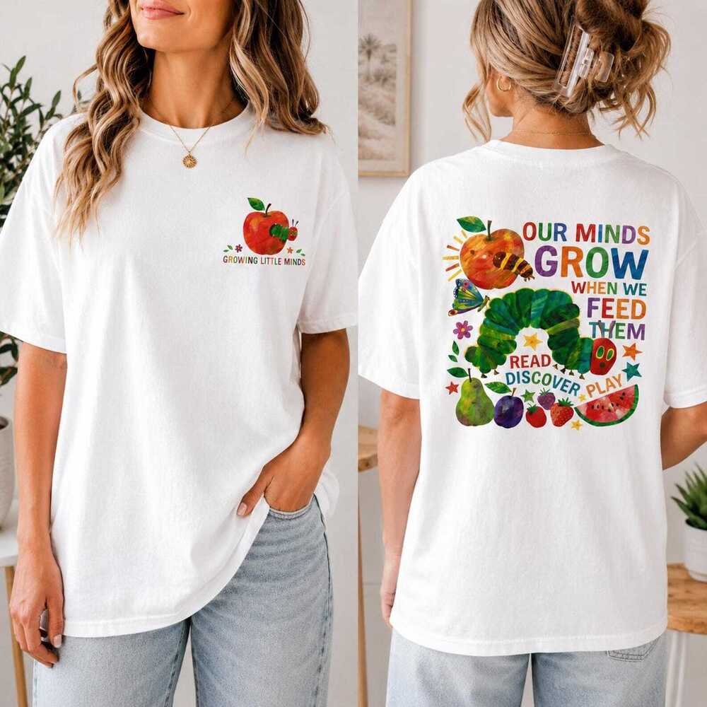Caterpillar Teacher Shirt, Elementary Reading Tee 2 Sided